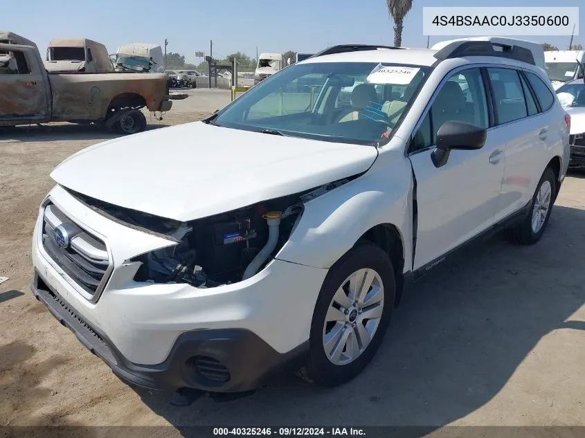 4S4BSAAC0J3350600 2018 Subaru Outback 2.5I