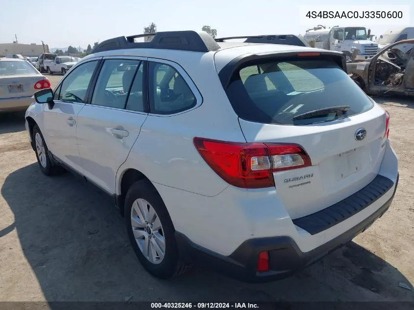 4S4BSAAC0J3350600 2018 Subaru Outback 2.5I