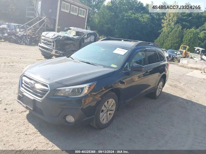 2018 Subaru Outback 2.5I Premium VIN: 4S4BSACC7J3324265 Lot: 40325368