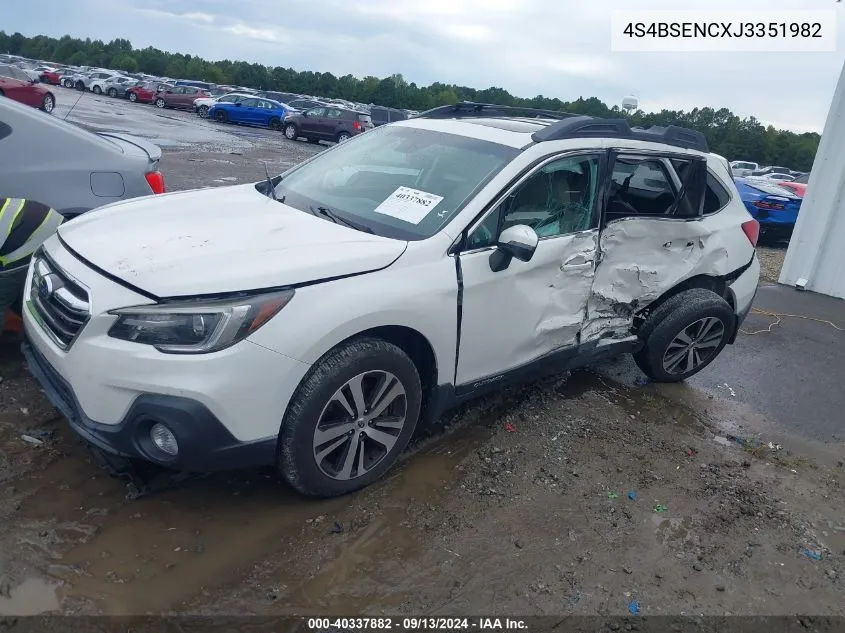 2018 Subaru Outback 3.6R Limited VIN: 4S4BSENCXJ3351982 Lot: 40337882