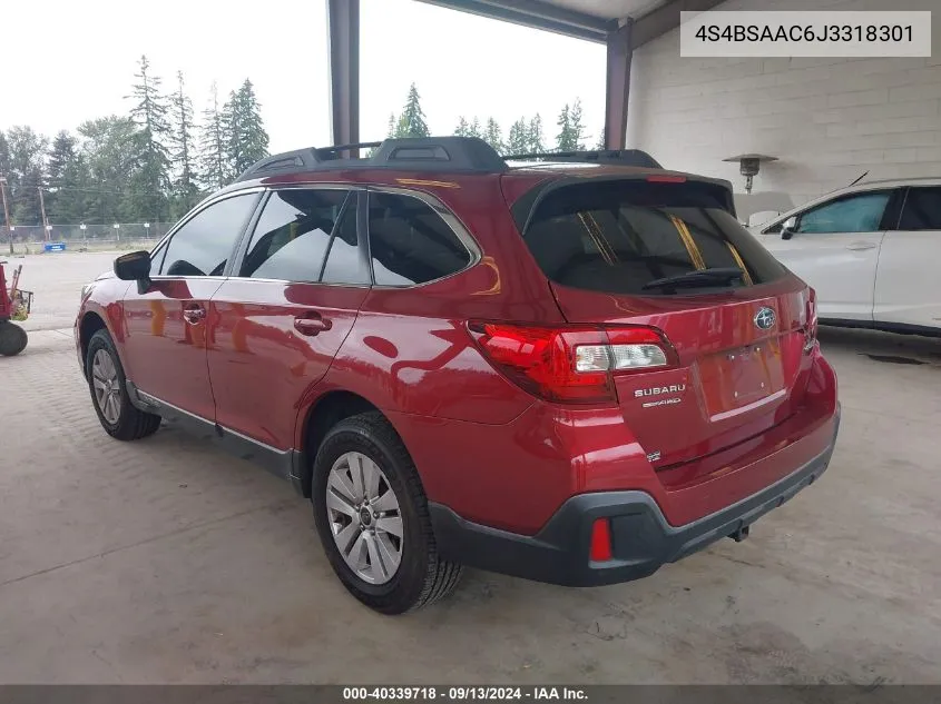 2018 Subaru Outback 2.5I VIN: 4S4BSAAC6J3318301 Lot: 40339718