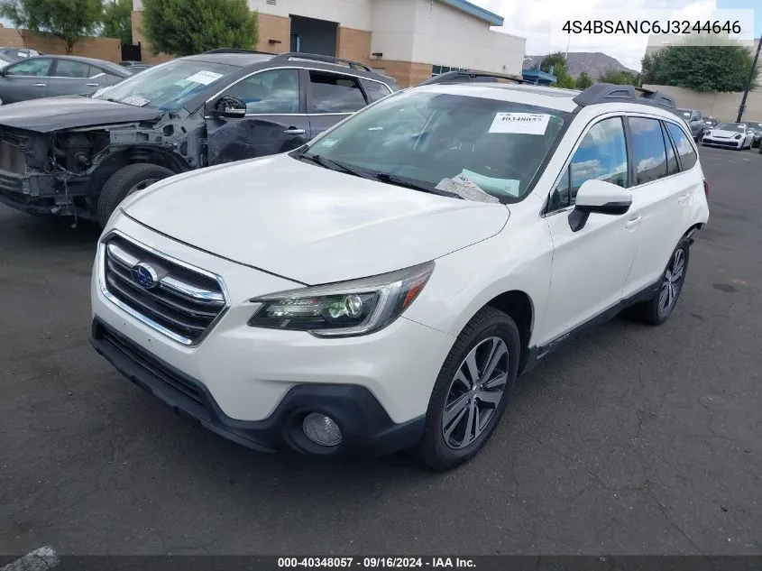 2018 Subaru Outback 2.5I Limited VIN: 4S4BSANC6J3244646 Lot: 40348057