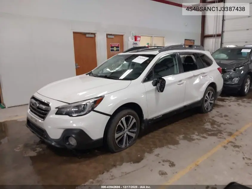 4S4BSANC1J3387438 2018 Subaru Outback 2.5I Limited