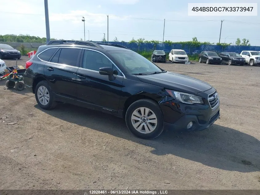 2019 Subaru Outback 2.5I Premium VIN: 4S4BSDGC7K3373947 Lot: 12028461