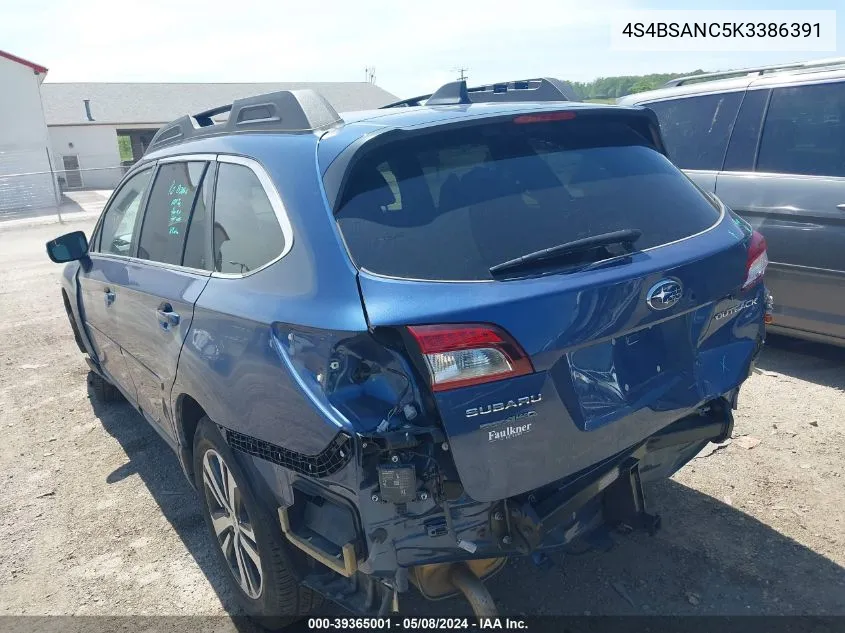 2019 Subaru Outback 2.5I Limited VIN: 4S4BSANC5K3386391 Lot: 39365001