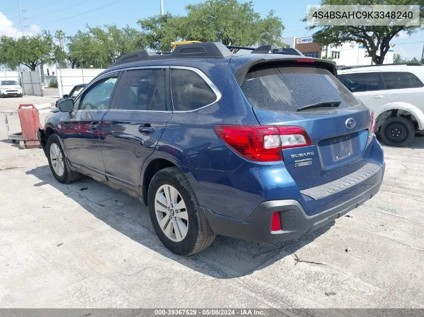 2019 Subaru Outback 2.5I Premium VIN: 4S4BSAHC9K3348240 Lot: 39367529