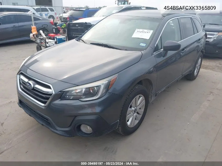 2019 Subaru Outback 2.5I Premium VIN: 4S4BSAFCXK3365809 Lot: 39495197