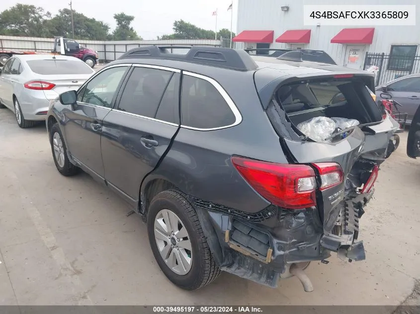 2019 Subaru Outback 2.5I Premium VIN: 4S4BSAFCXK3365809 Lot: 39495197