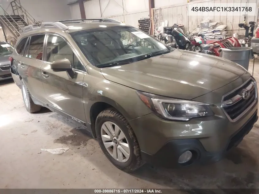 2019 Subaru Outback 2.5I Premium VIN: 4S4BSAFC1K3341768 Lot: 39886715