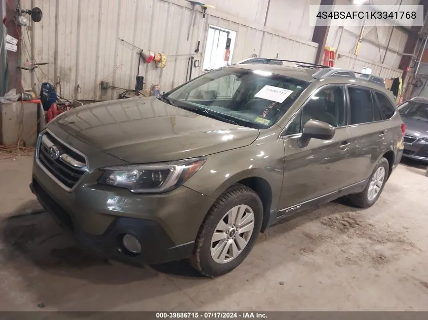 2019 Subaru Outback 2.5I Premium VIN: 4S4BSAFC1K3341768 Lot: 39886715