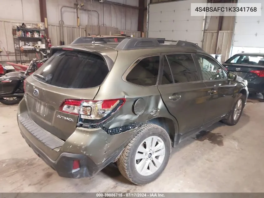 2019 Subaru Outback 2.5I Premium VIN: 4S4BSAFC1K3341768 Lot: 39886715