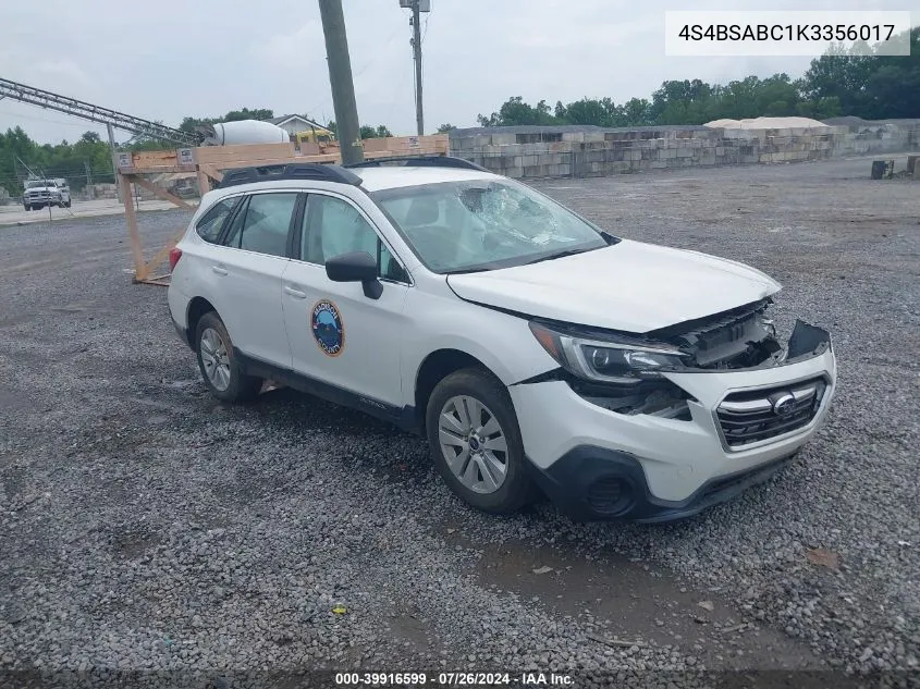 2019 Subaru Outback 2.5I VIN: 4S4BSABC1K3356017 Lot: 39916599