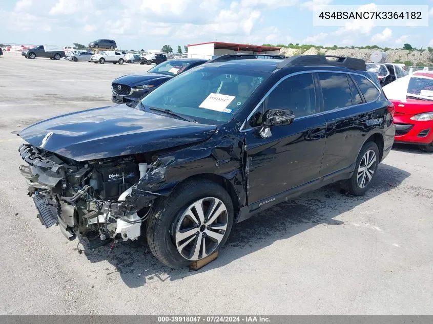 4S4BSANC7K3364182 2019 Subaru Outback 2.5I Limited