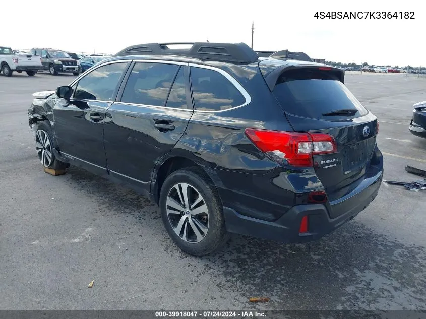 2019 Subaru Outback 2.5I Limited VIN: 4S4BSANC7K3364182 Lot: 39918047