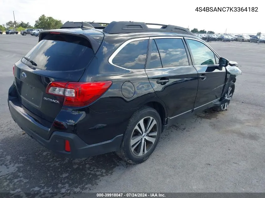 2019 Subaru Outback 2.5I Limited VIN: 4S4BSANC7K3364182 Lot: 39918047