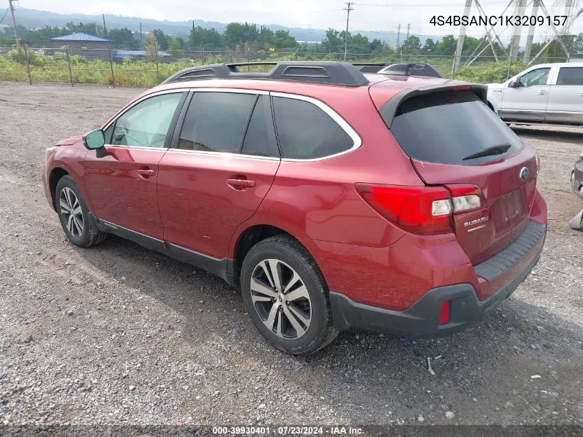 2019 Subaru Outback 2.5I Limited VIN: 4S4BSANC1K3209157 Lot: 39930401