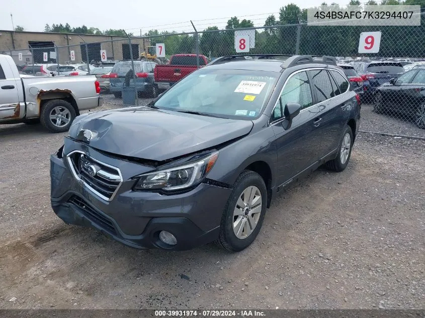 4S4BSAFC7K3294407 2019 Subaru Outback 2.5I Premium