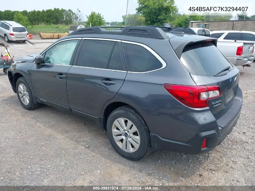 2019 Subaru Outback 2.5I Premium VIN: 4S4BSAFC7K3294407 Lot: 39931974