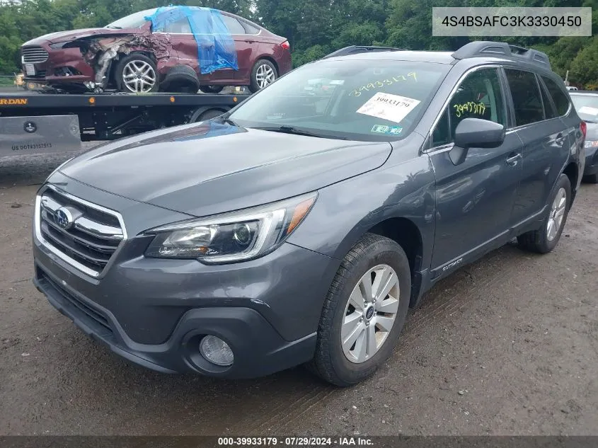 2019 Subaru Outback 2.5I Premium VIN: 4S4BSAFC3K3330450 Lot: 39933179