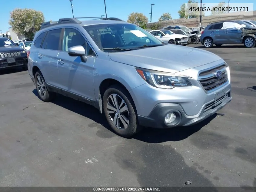 4S4BSAJC0K3251731 2019 Subaru Outback 2.5I Limited