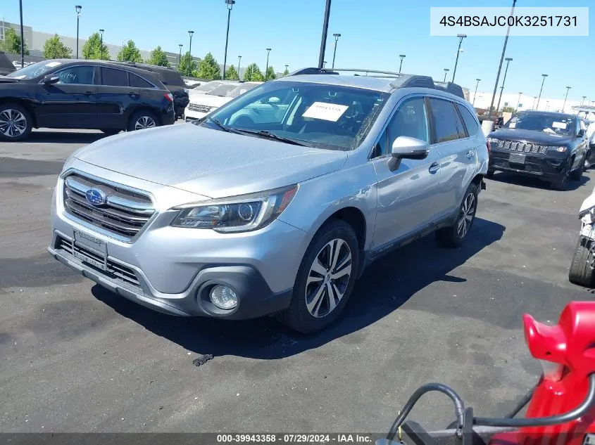 4S4BSAJC0K3251731 2019 Subaru Outback 2.5I Limited