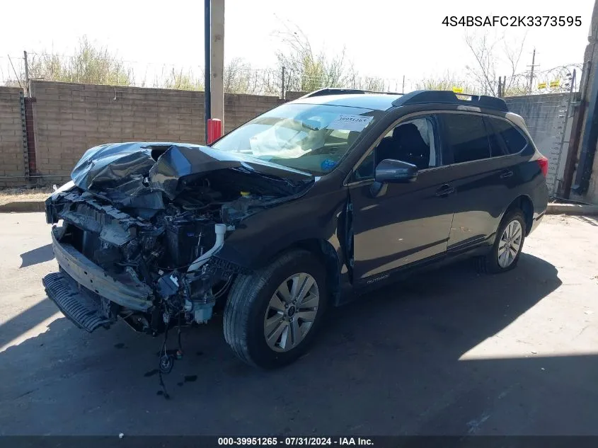 2019 Subaru Outback 2.5I Premium VIN: 4S4BSAFC2K3373595 Lot: 39951265