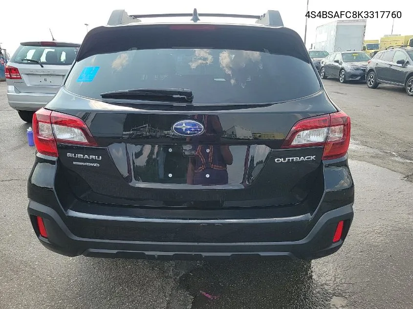 2019 Subaru Outback 2.5I Premium VIN: 4S4BSAFC8K3317760 Lot: 39976451