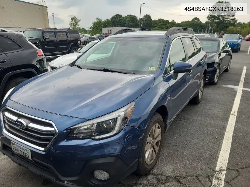 2019 Subaru Outback 2.5I Premium VIN: 4S4BSAFCXK3318263 Lot: 39981479