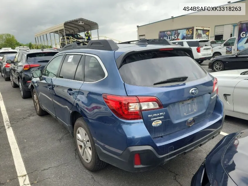 2019 Subaru Outback 2.5I Premium VIN: 4S4BSAFCXK3318263 Lot: 39981479