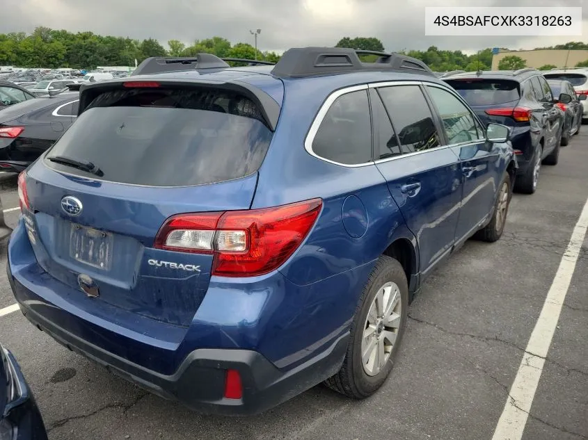 2019 Subaru Outback 2.5I Premium VIN: 4S4BSAFCXK3318263 Lot: 39981479