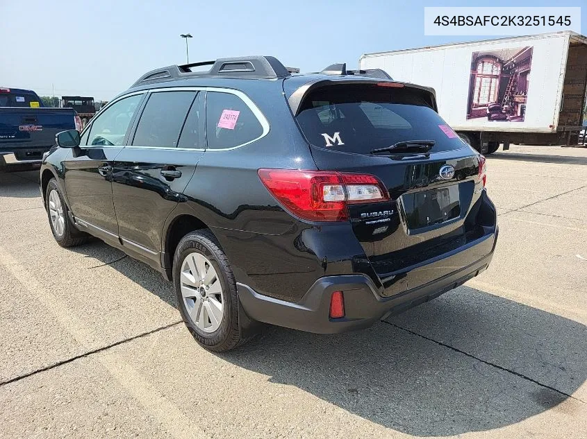 2019 Subaru Outback 2.5I Premium VIN: 4S4BSAFC2K3251545 Lot: 40048079