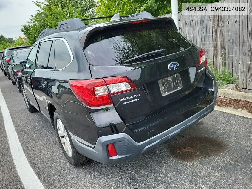 2019 Subaru Outback 2.5I Premium VIN: 4S4BSAFC9K3334082 Lot: 40082390