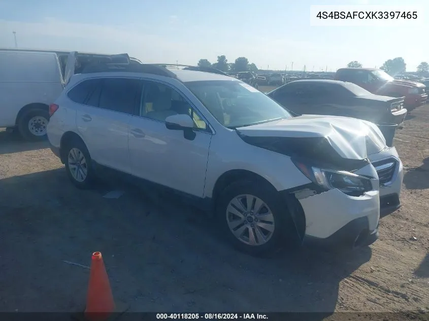 2019 Subaru Outback 2.5I Premium VIN: 4S4BSAFCXK3397465 Lot: 40118205