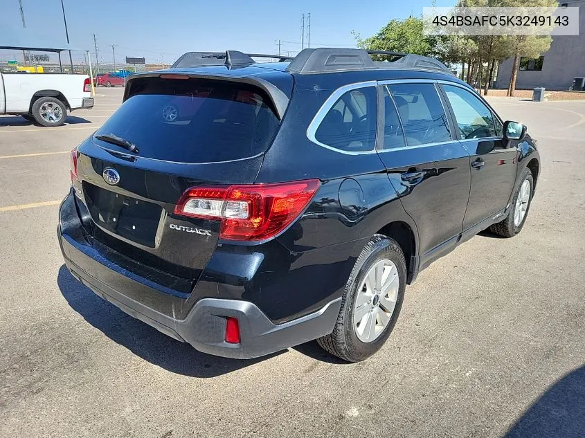 2019 Subaru Outback 2.5I Premium VIN: 4S4BSAFC5K3249143 Lot: 40137495