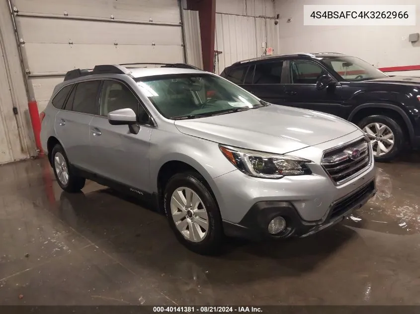 2019 Subaru Outback 2.5I Premium VIN: 4S4BSAFC4K3262966 Lot: 40141381