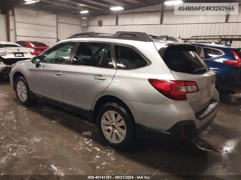 2019 Subaru Outback 2.5I Premium VIN: 4S4BSAFC4K3262966 Lot: 40141381