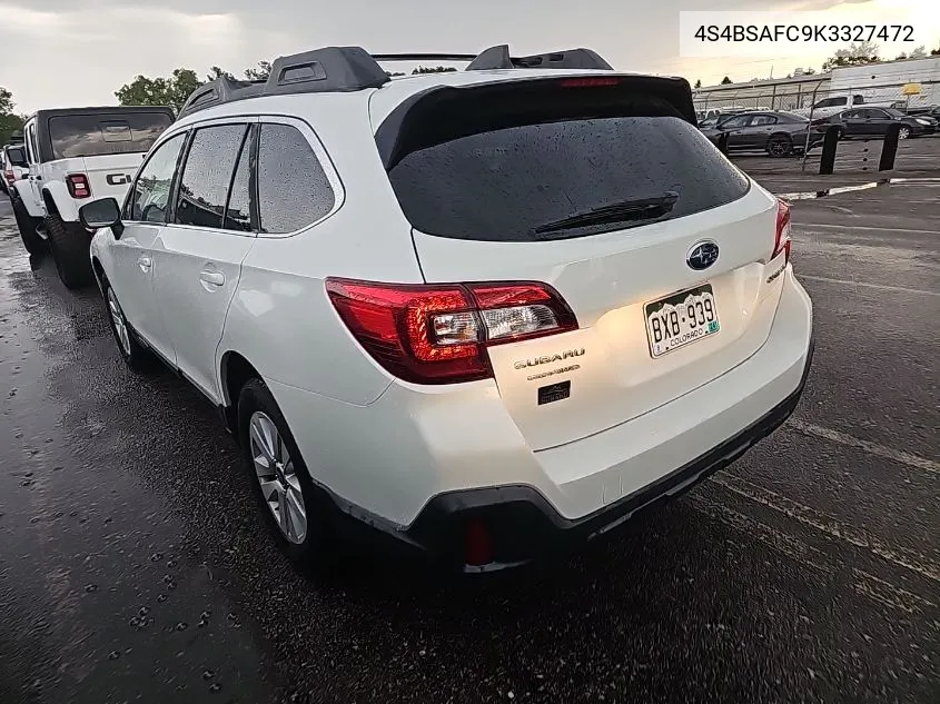 2019 Subaru Outback 2.5I Premium VIN: 4S4BSAFC9K3327472 Lot: 40147349