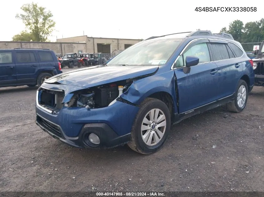 4S4BSAFCXK3338058 2019 Subaru Outback 2.5I Premium