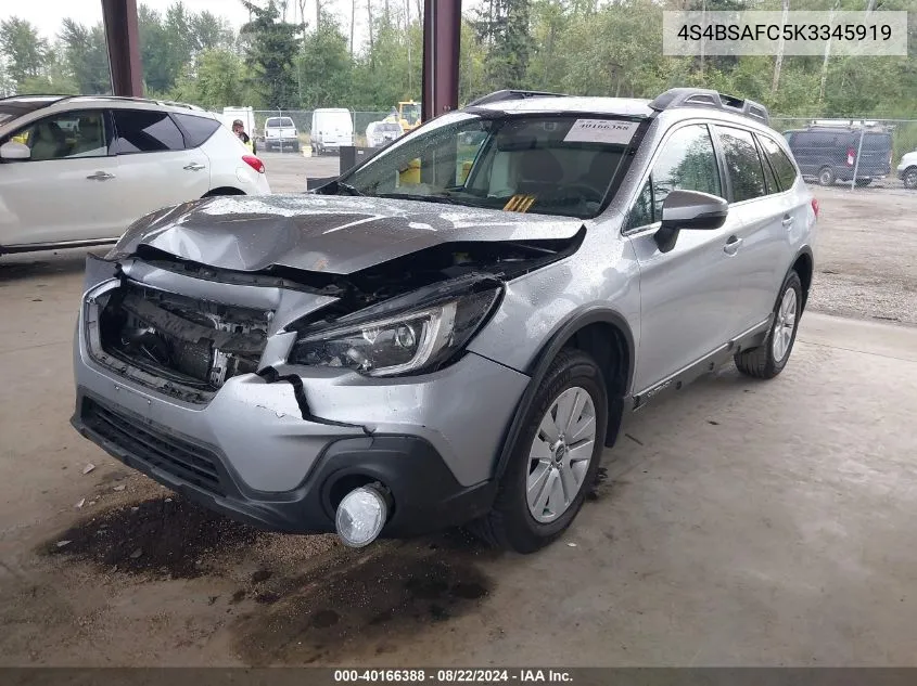 4S4BSAFC5K3345919 2019 Subaru Outback 2.5I Premium