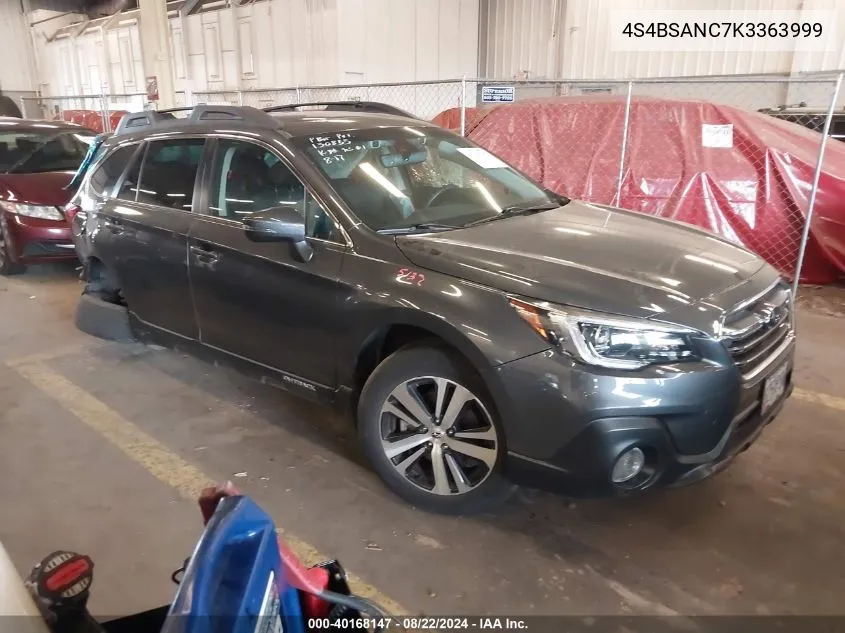 2019 Subaru Outback 2.5I Limited VIN: 4S4BSANC7K3363999 Lot: 40168147