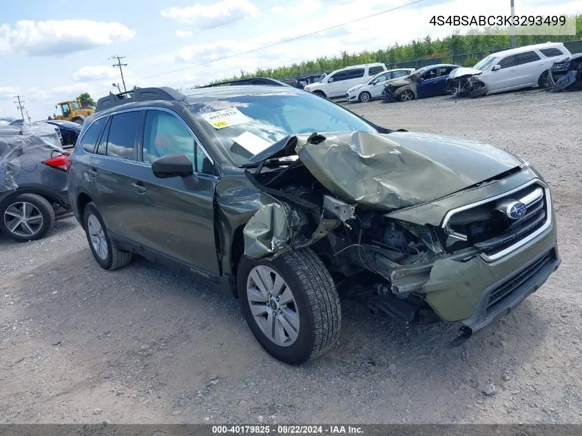 2019 Subaru Outback 2.5I VIN: 4S4BSABC3K3293499 Lot: 40179825