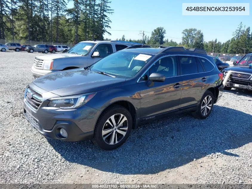 2019 Subaru Outback 3.6R Limited VIN: 4S4BSENC6K3253954 Lot: 40221703