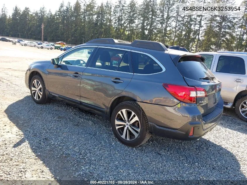 2019 Subaru Outback 3.6R Limited VIN: 4S4BSENC6K3253954 Lot: 40221703