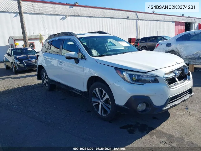 2019 Subaru Outback 2.5I Limited VIN: 4S4BSANC2K3374201 Lot: 40231300