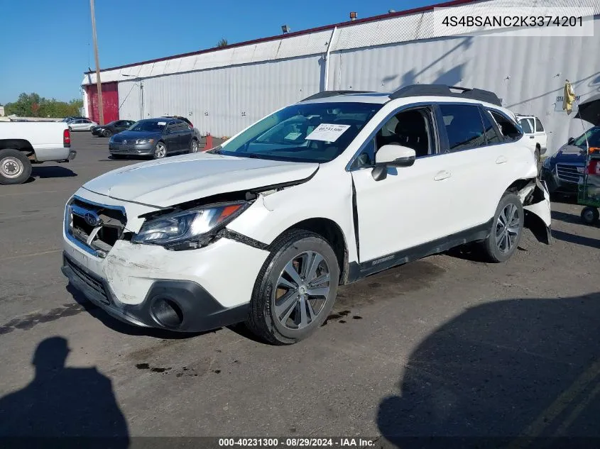 4S4BSANC2K3374201 2019 Subaru Outback 2.5I Limited