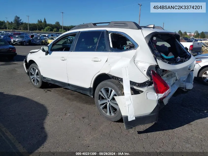 4S4BSANC2K3374201 2019 Subaru Outback 2.5I Limited