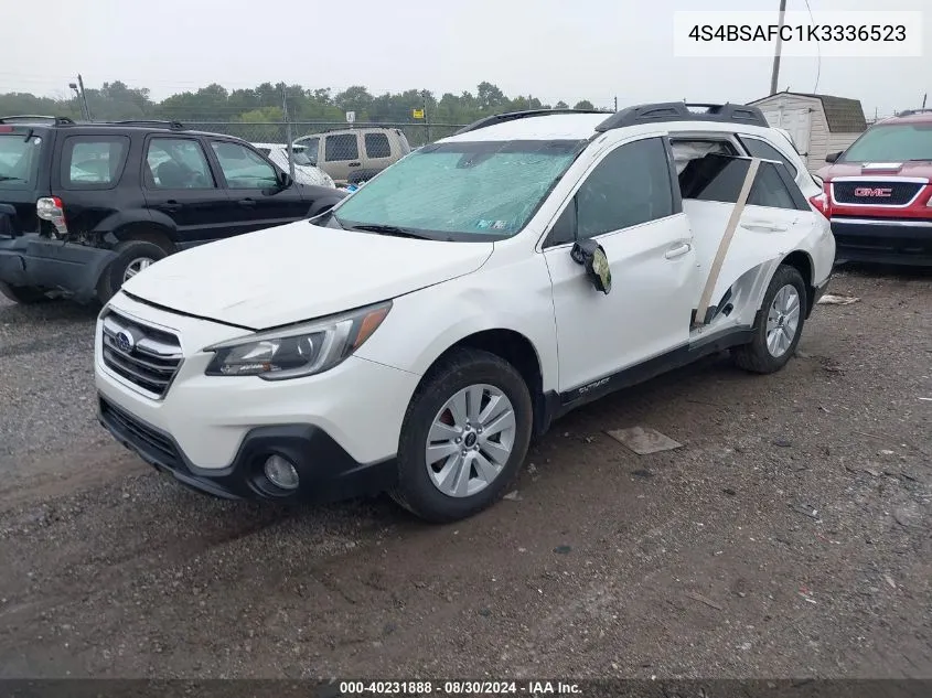 2019 Subaru Outback 2.5I Premium VIN: 4S4BSAFC1K3336523 Lot: 40231888