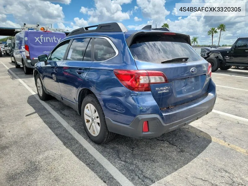 2019 Subaru Outback 2.5I Premium VIN: 4S4BSAFCXK3320305 Lot: 40249240