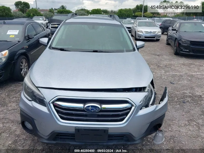 2019 Subaru Outback 2.5I Premium VIN: 4S4BSAHC0K3296190 Lot: 40250450