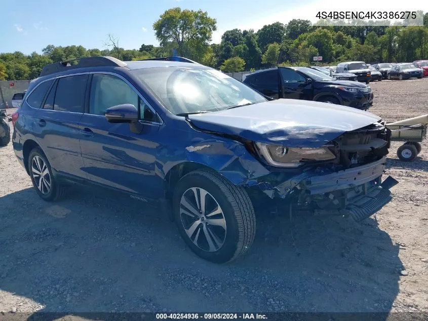 2019 Subaru Outback 3.6R Limited VIN: 4S4BSENC4K3386275 Lot: 40254936